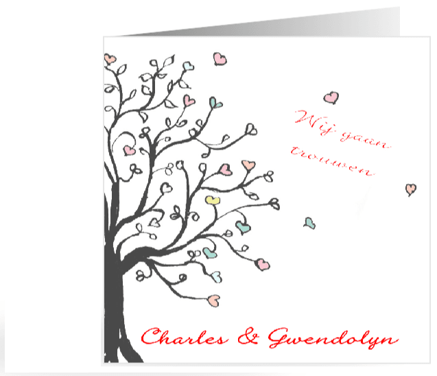 Trouwkaart Gwendolyn en Charles